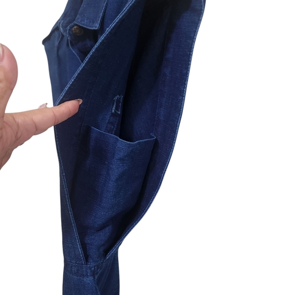 EUC BANANA REPUBLIC LINEN BLEND INDIGO UTILITY JUMPSUIT DARK INDIGO SZ XS - Picture 6 of 12